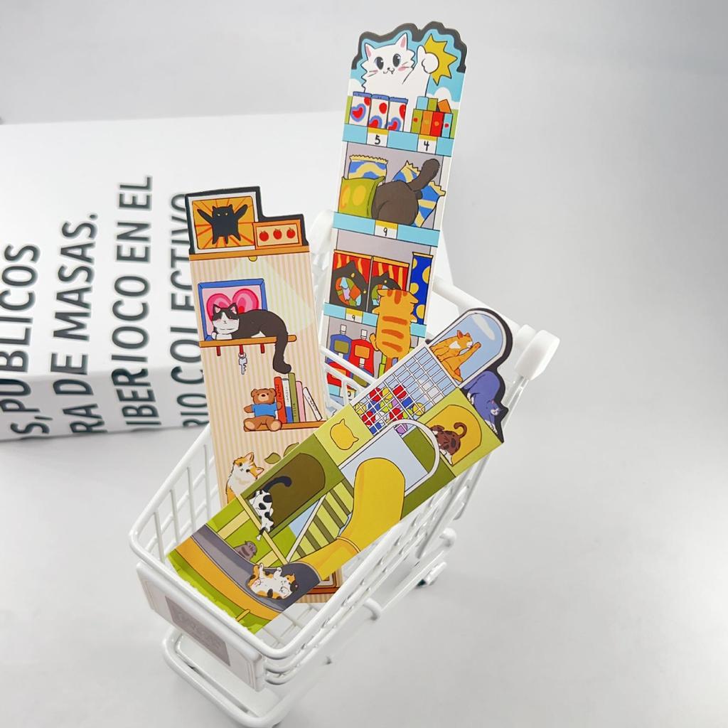 Micro Ink Cat World Bookmarks - 30 Cute Cartoon Cats for Creative Reading