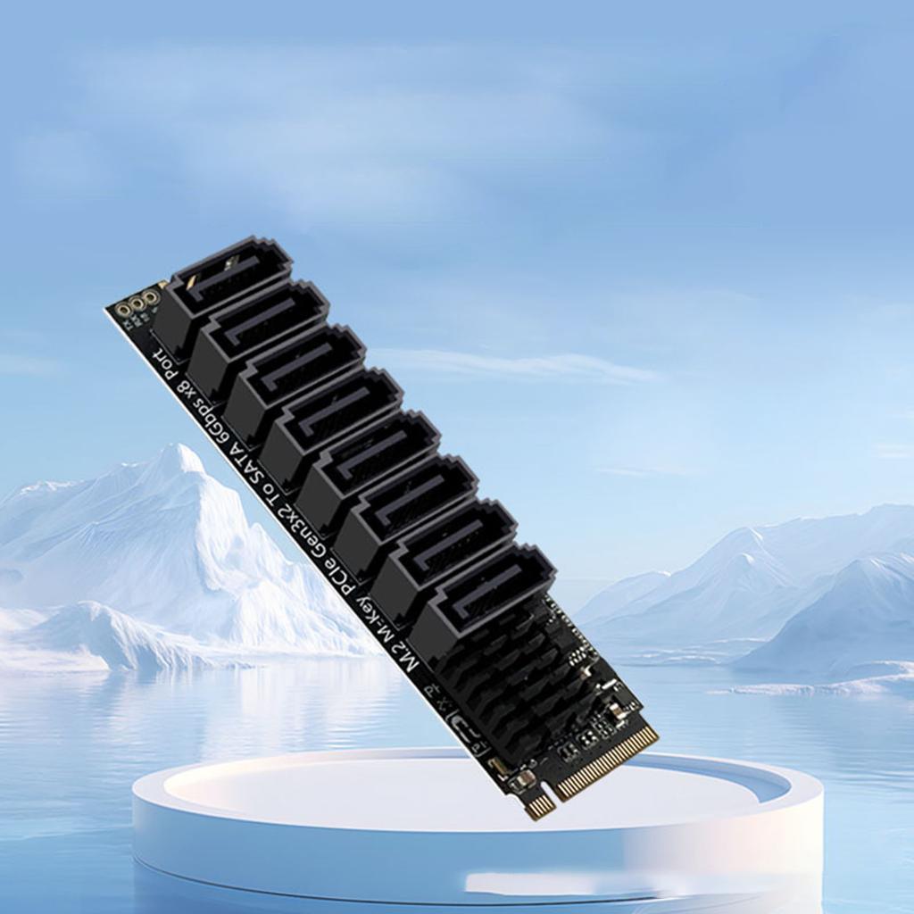 M.2 M KEY NVMe To SATA Convert Card ASM1166 6Gbps 8 Port M.2 M-Key PCIE3.0 To SATA Adapter with Smart Indicator for Desktop PC