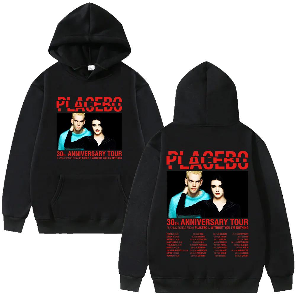 

Placebo 30th ANNIVERSARY TOUR Graphic Hoodies Harajuku Alternative Metal Rock Band Streetwear Women Men Long Sleeve Y2K Pullover XS чёрный