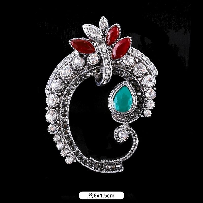 Fulok Court Brooch Femininity Metal Crystal Badge Pin Suit Coat Accessories