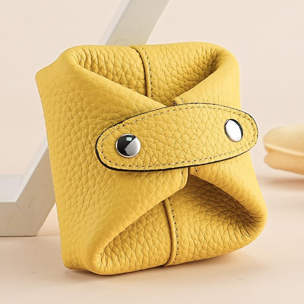 Fashion Multi-function Cowhide Coin Purse Texture Soft Wallet Large Capacity Genuine Leather Earphone Storage Bag For Woman Man жёлтый