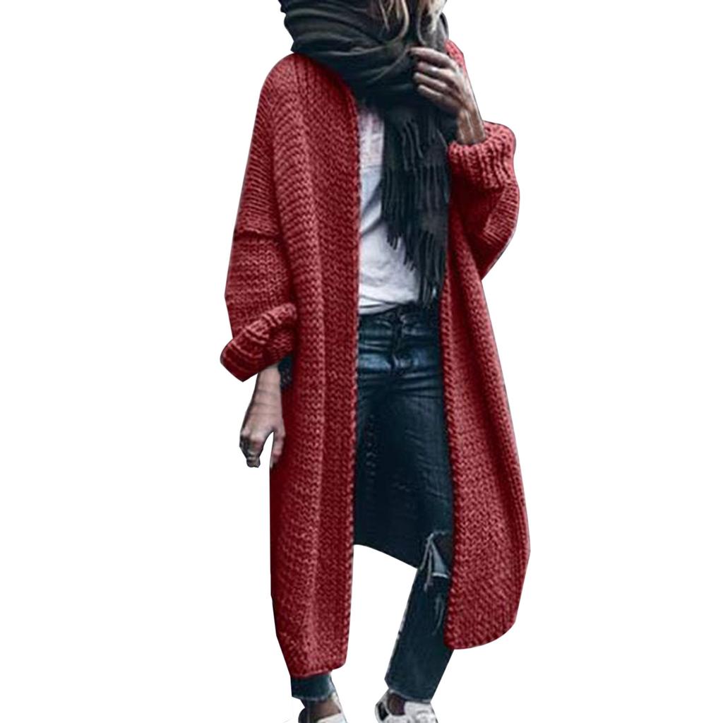 Women's  Long Sleeve  Color Loose Long Sweater Cardigan Hooded Outwear