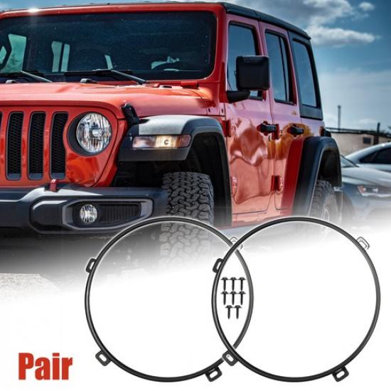

Pair 7 Headlight Mounting Bracket Ring Headlamp Bracket Bezels Cover for Jeep