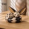 Fox Figurines for Home Decor Figurine Sitting Resting Pose, Wood Carved Style Resin Animal Statue, Vintage Desk Ornaments Desktop Office