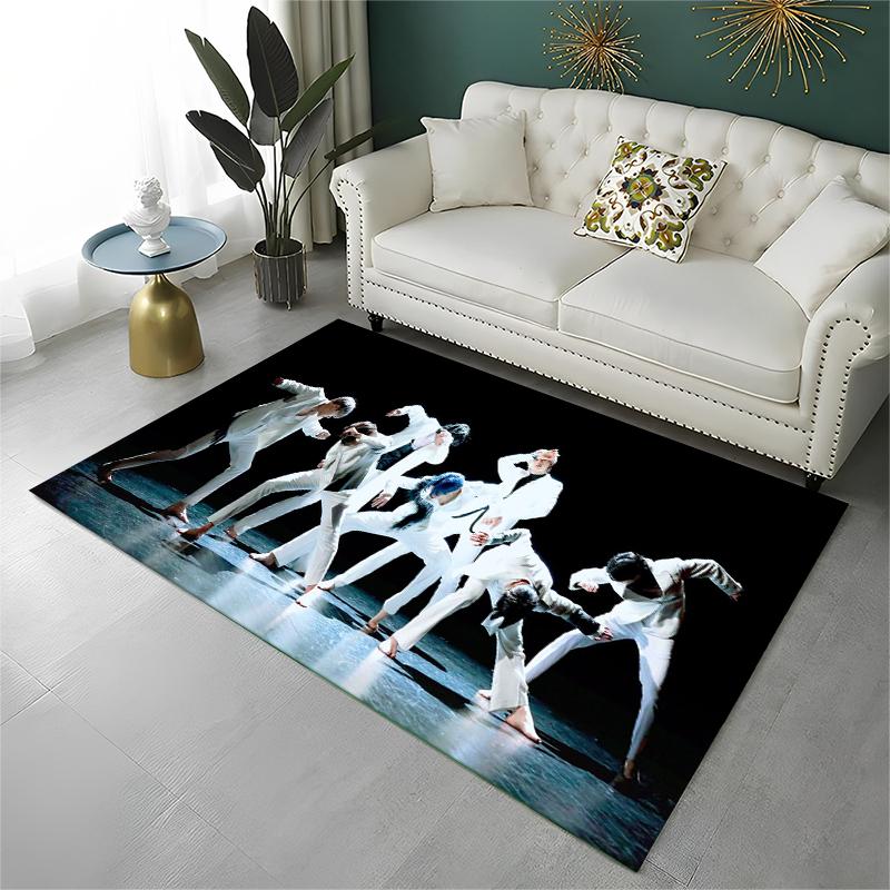 Kpop B-BTS Fashion Group Star Carpet Rug for Playroom Bedroom Living Room Sofa Home Decor,kids Area Rug Non-slip Floor Mat