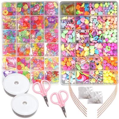 ZAIDEA Beads Accessory Kit and Tool Set for Girls and Large Colorful Handmade Bracelets with Pop Art Kids, Capacity, Headband,