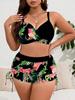 Plus Size European & American Split Bikini Set - New Printed Style with Large Bust Support
