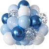 Set Palloncini Blu Bianco Blu Metallico Rosa Oro Rosa Palloncini con Coriandoli Festa di Compleanno Battesimo Decorazioni Matrimonio