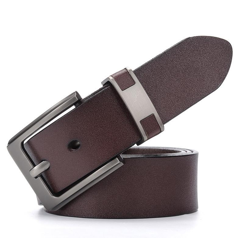 Retro Two-layer Cowhide Leather Belt With Alloy Pin Buckle In Various Colors And Lengths