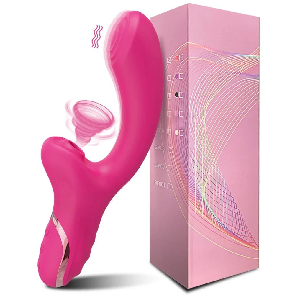 20 Speeds Powerful Dildo Vibrator Female Clit Sucker Vacuum Clitoris Stimulator Mimic Finger Wiggling Adult Sex Toy for Women