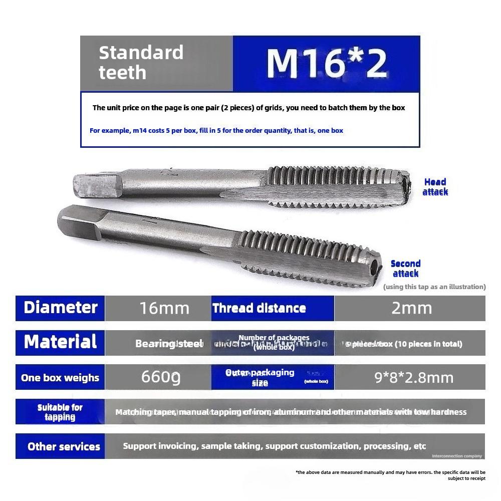 High Speed Steel Thread Tap Set M3-M24 Straight Fluted Hand Taps for DIY Woodworking Machinery