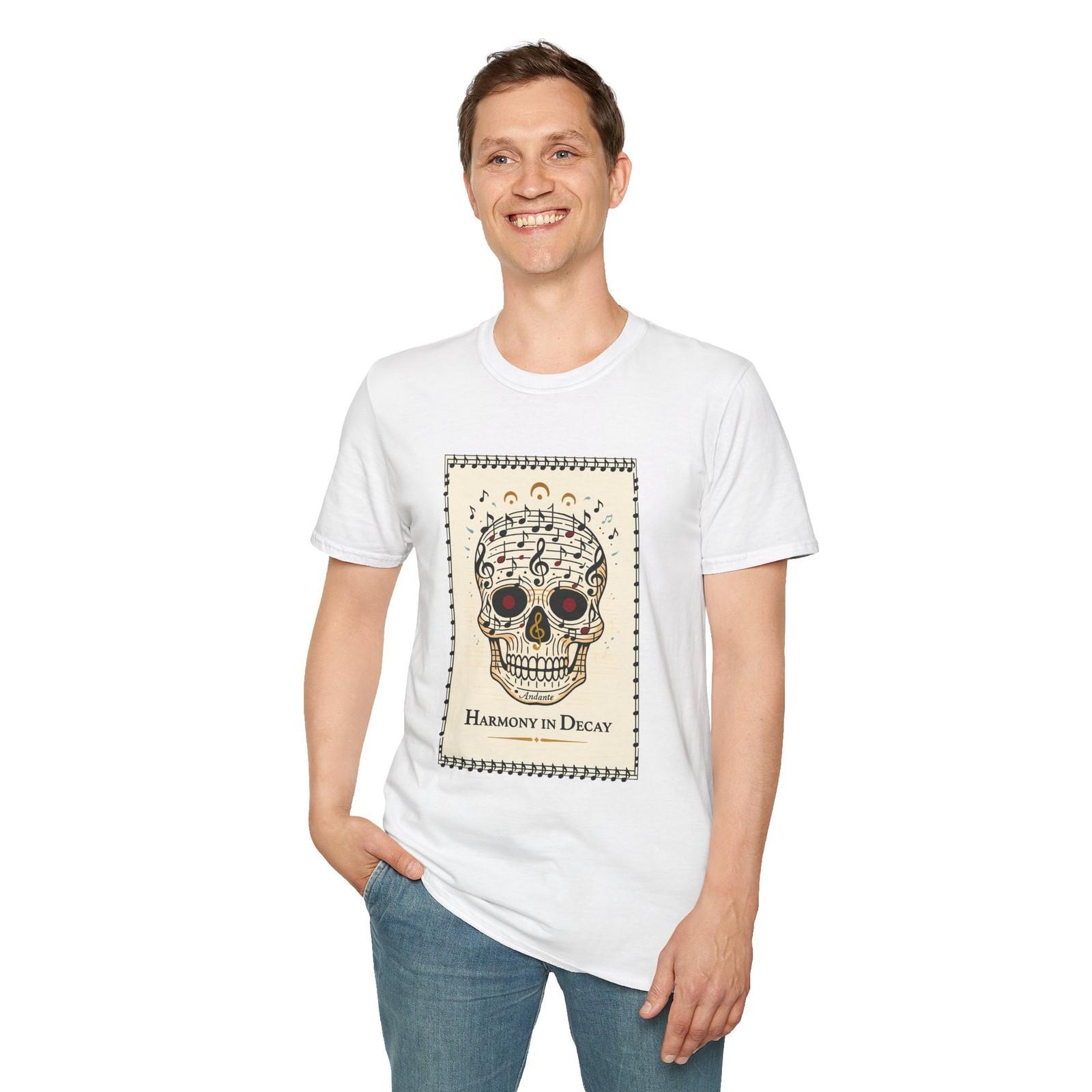 Unisex Softstyle T-Shirt Skull Music Notes Musical Death S