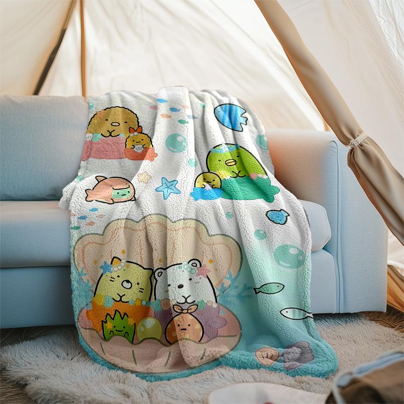 Sumikko Gurashi1 printed throw blanket—lightweight,soft,warm;versatile blanket for all seasons—perfect as &air-conditioning throw,nap blanket