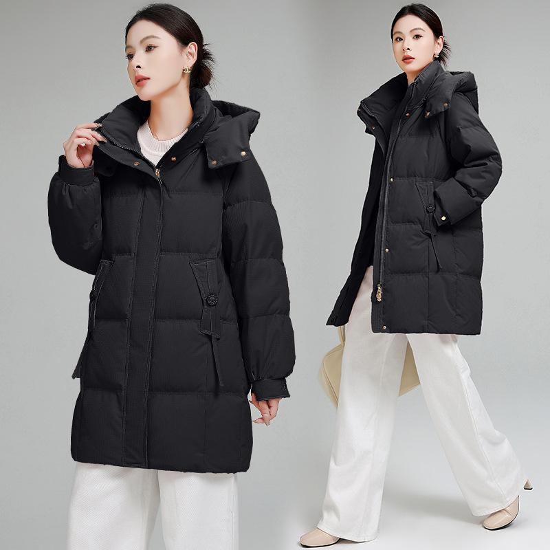 Down cotton jacket women's mid-length 2025 new cotton jacket fashionable Korean loose padded jacket winter thickened warm jacket
