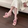 Fashion Slippers For Women Ladies High Heels Summer Flip Flops Open Toe Flowers Bohemian S For Women Sandals Leather Sandals Woman New