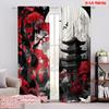 2pcs,2D Plane Printing Curtains Roller Blinds Scarlet Serenity Polyester (without Rod) Decorations Inside Perfect for Living