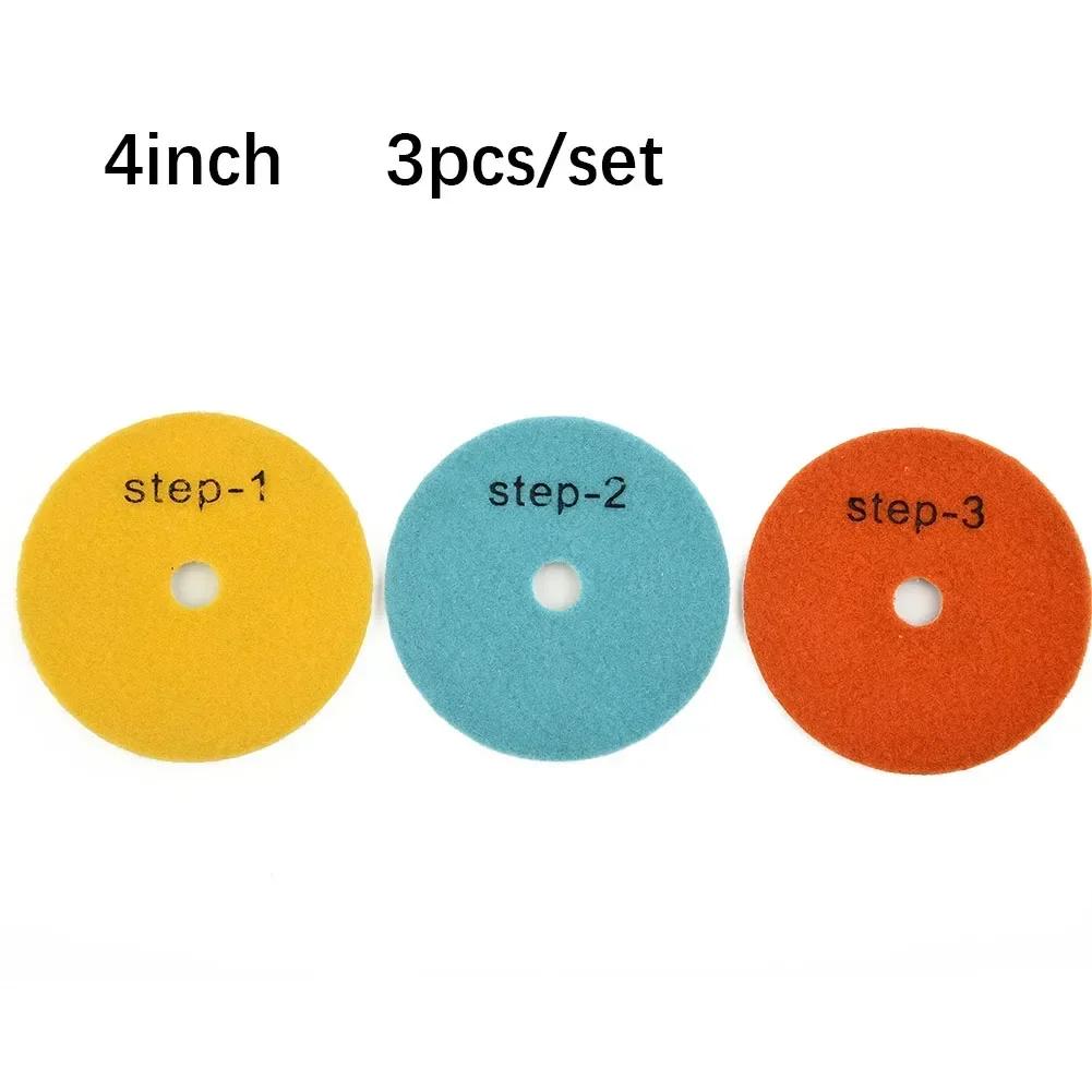 3 Steps Dry/Wet Diamond Polishing Pad 4 Inch 100mm For Granite Marble Quartz Restoration Buff Resin Discs Abrasive Tools