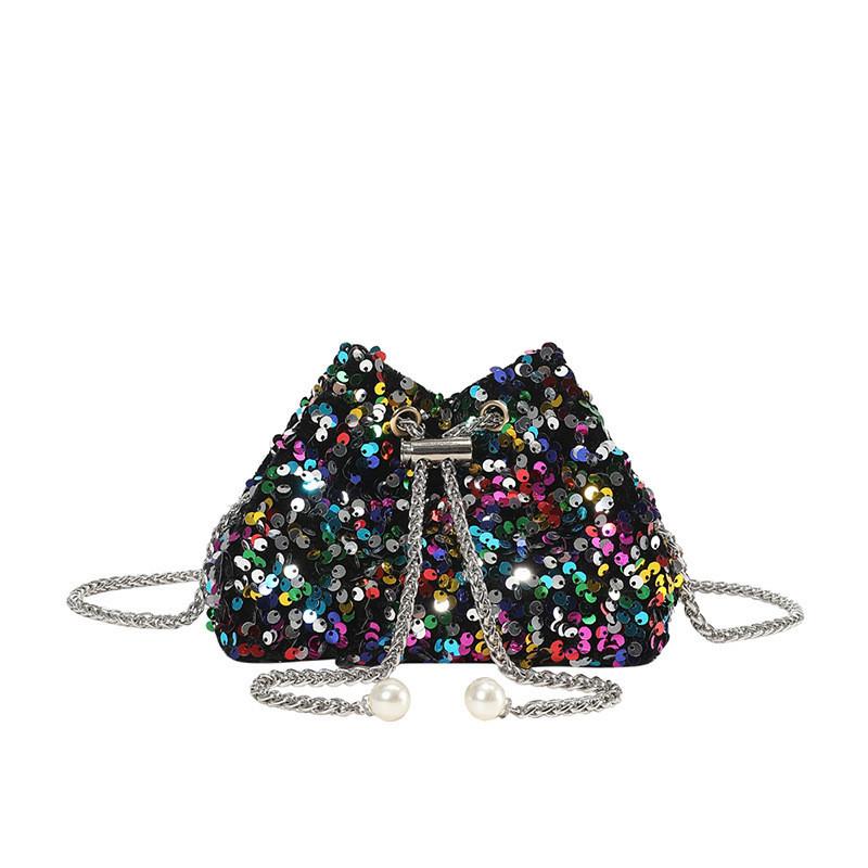 Wholesale Glitter Small Bucket Bags 2024 New Spring Fashion Chain Shoulder Messenger Bag Colorful