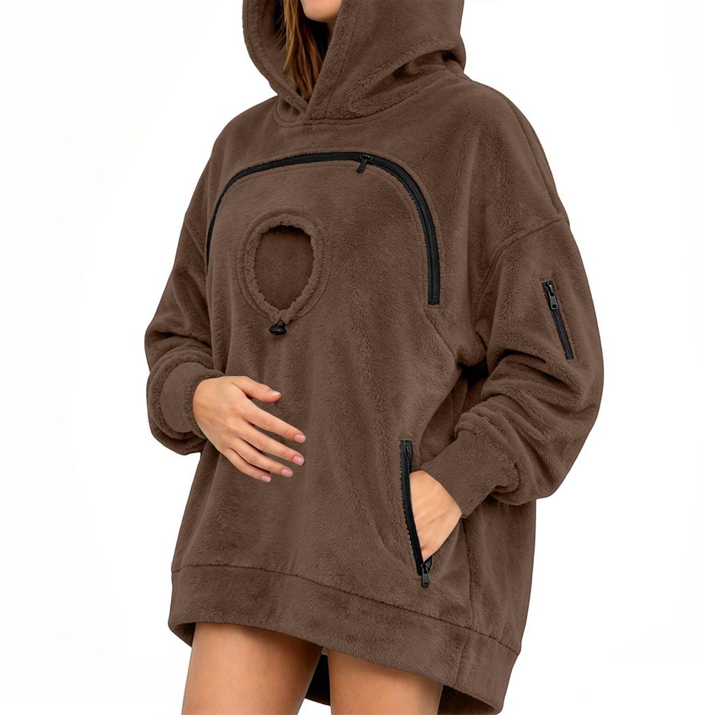 Felpa con Cappuccio Unisex a Manica Lunga con Tasca per Animali Vestibilità Larga Pullover per Uso Casual