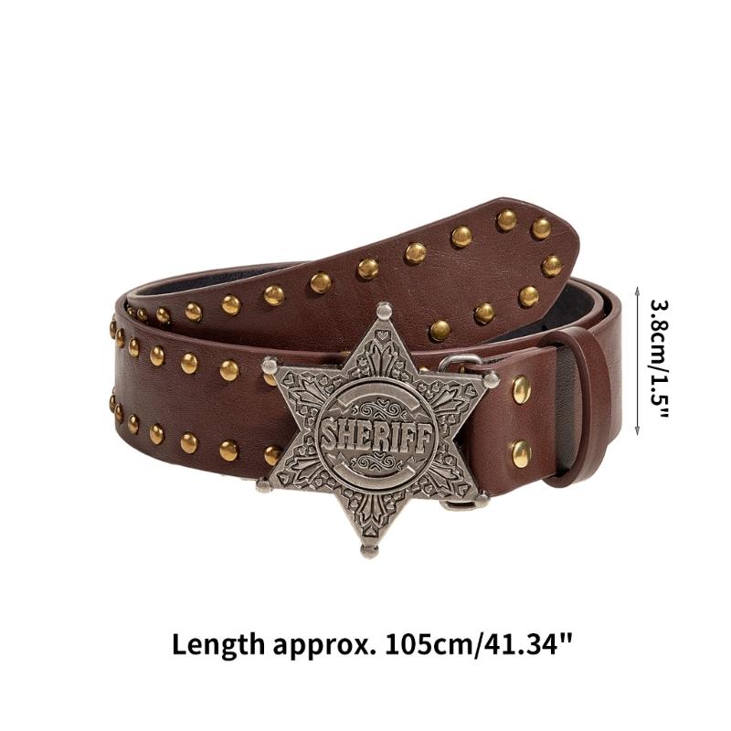 Fashionable Jeans Belt with Buckles All-Matched Design Western Cowgirl Waist Belt Star Rivets Punk Wide Belt Decorations