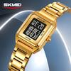 Fashion Women's Steel Belt Electronic Watch Large Screen Square Multi-function Watch Luminous Countdown Electronic Watch
