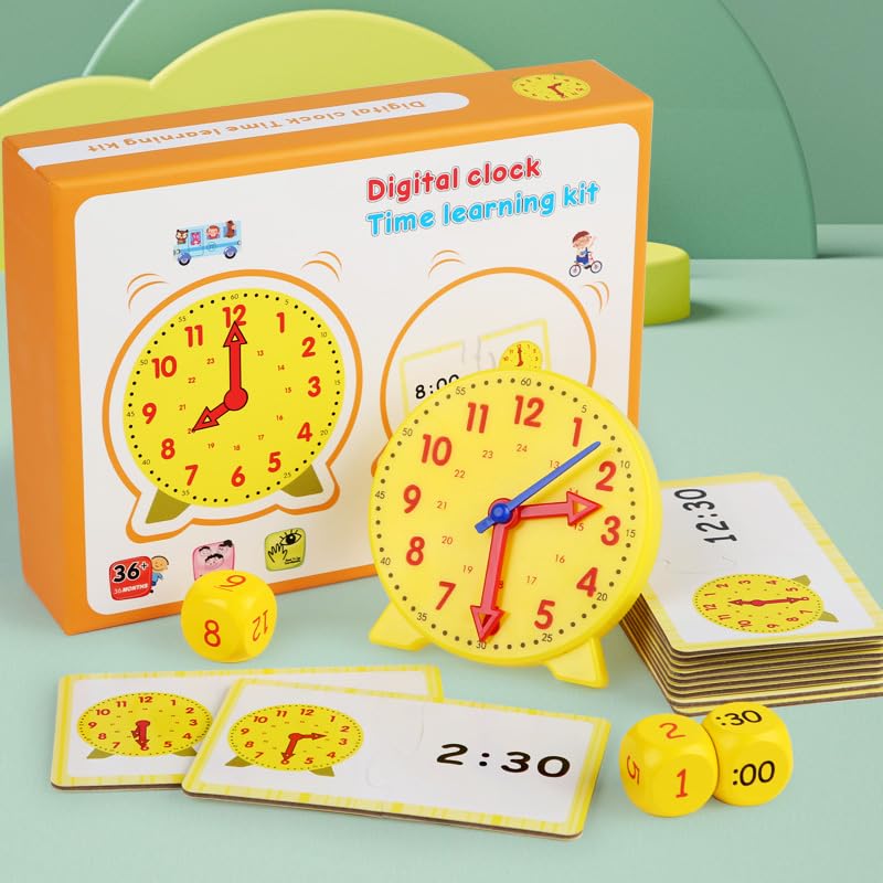 Kabeila Educational Clock - Learning Clock for Children, Study Toy, Math Material, Elementary School Boys and Girls, Montessori-style Educational