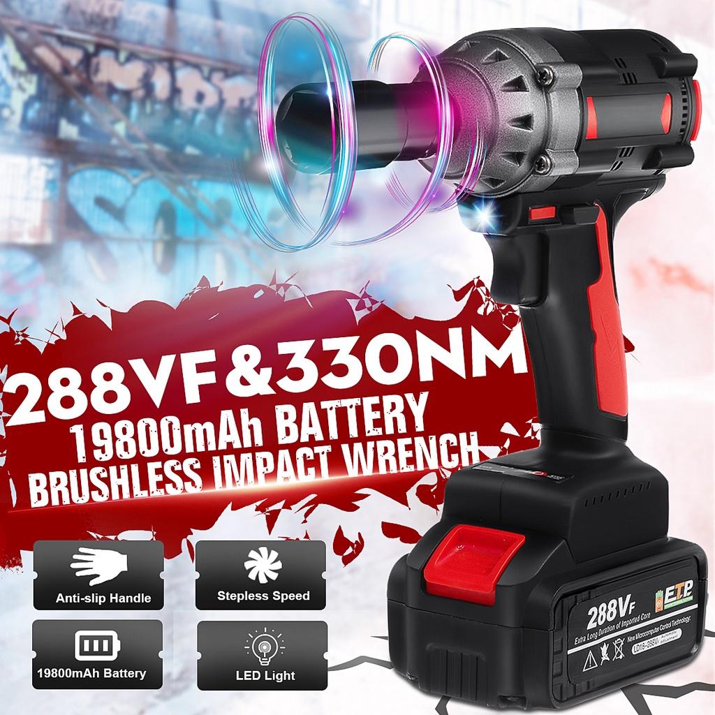 

черный+красный 288VF Бесщеточный Аккумуляторный Электрический Ударный Гайковерт Перезаряжаемый Гайковерт Электроинструменты Ручная Дрель С Зарядным Устройством [+1шт Аккумулятор]