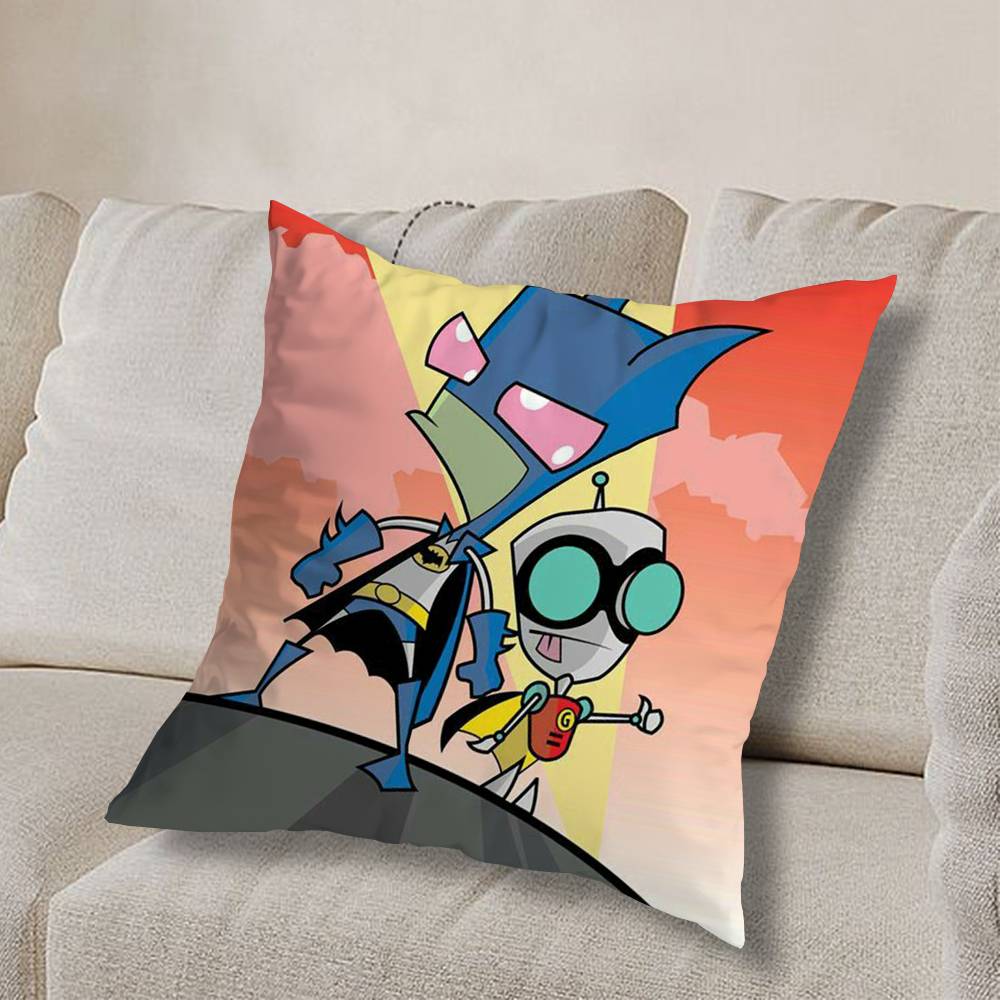 cool Invader Zim Gir I love Pillow Case Square Double-Sided Printing Short Plush Sofa Cushion Cover Bedroom Bedside Pillow