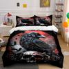 Black Raven with Crimson Background Print Bedding Set Black Raven Duvet Cover Pillowcases for Adult and Children Luxury Gift