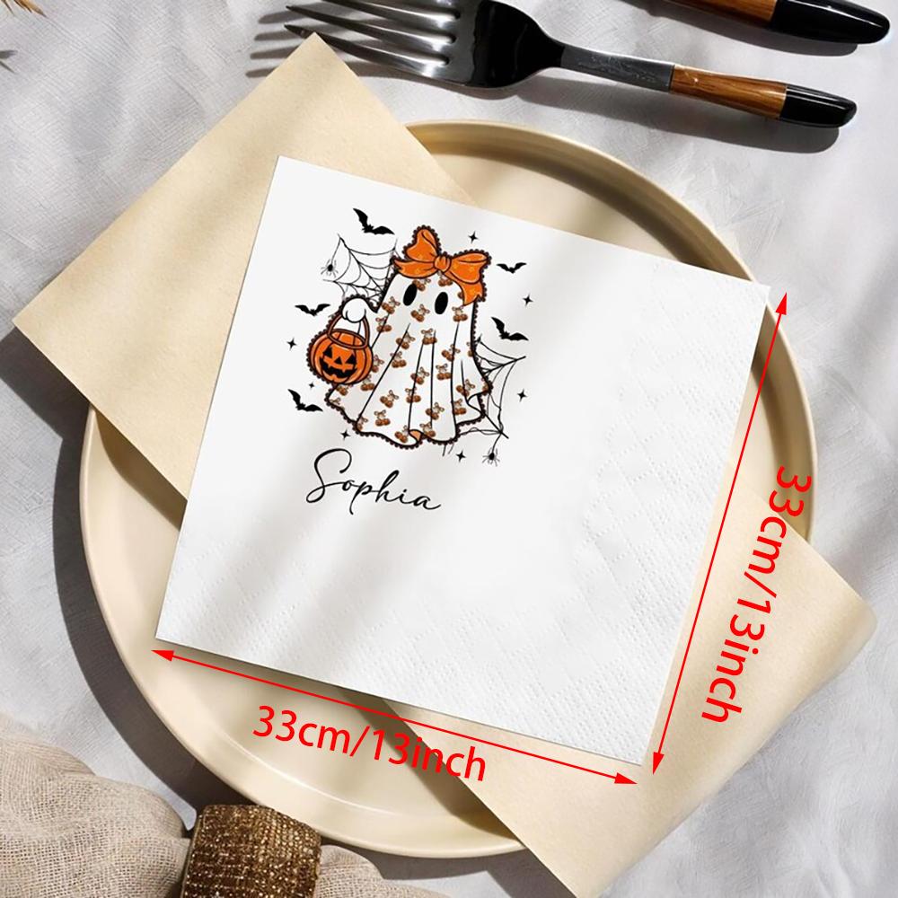 Custom 20Pcs Ghost Napkin Cute Ghost Halloween Napkins Spooky One Birthday Party Table Decor Cocktail Luncheon or Dinner Napkins