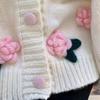 Damen Strickjacken Herbst Übergroß Grobstrick 3D Blume Offene Vorderseite Strickpullover Süße Trendige Strickjacken für Damen