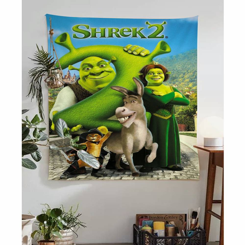 Cartoon Shrek Tapestry Art Printing Japanese Wall Tapestry Anime Wall Hanging Home Decor