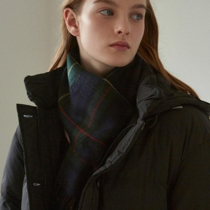 YAN13 VINTAGE CHECK MUFFLER_DEEP GREEN