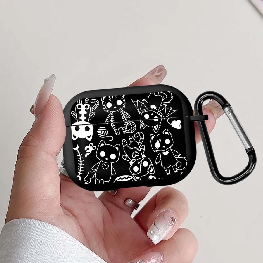 

Чехол для Airpods Pro3 Pro 3 4 2 Pro2 1 Чехлы для наушников Обложка Черный Кот Принт Airpods 2