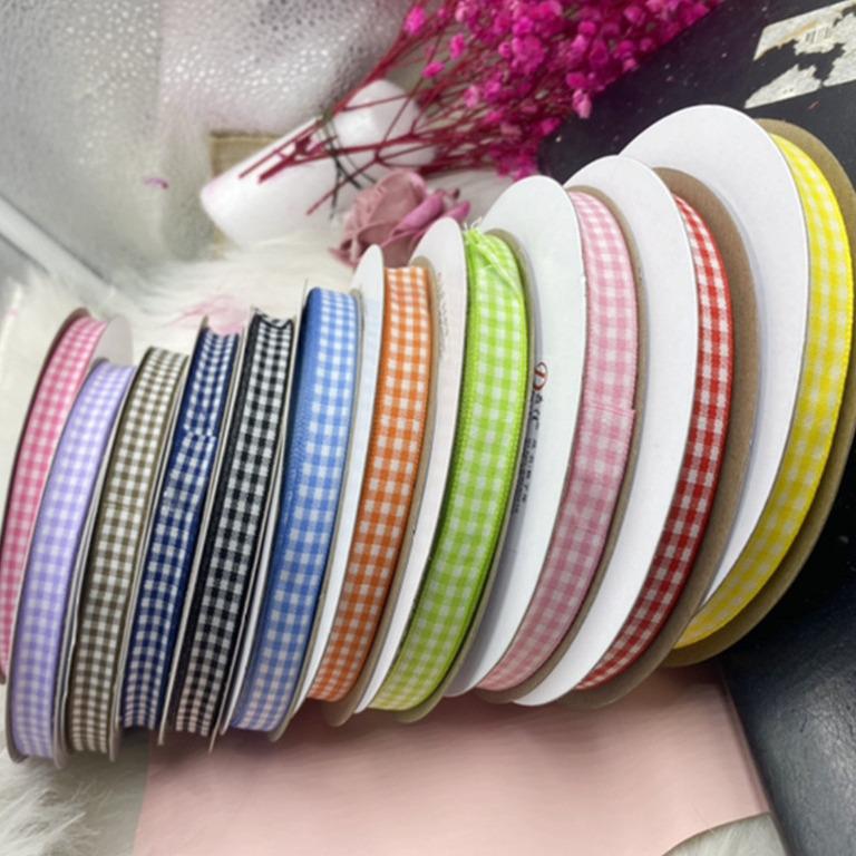 Pastoral Style 0.9cm Plaid Ribbon for DIY Hair Accessories