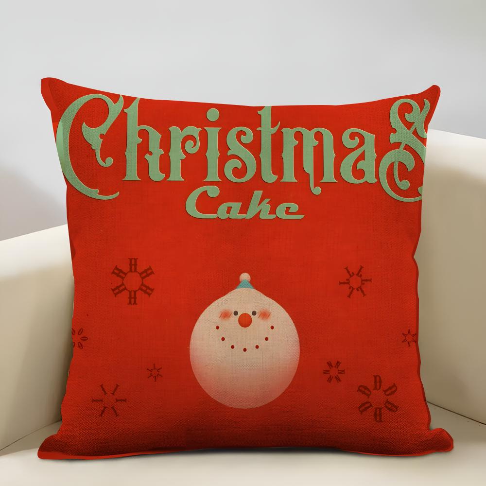 Cute Cartoon Christmas Cushion Cover Household Decoration Linen Sofa Cushion Cover: Skin-Friendly & Breathable With Invisible Zi