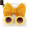 New 2Pcs/Pack Vintage Kids Summer Bows Headband Sunglasses Children Sun Glasses Protection Glasses Baby Hair Accessories
