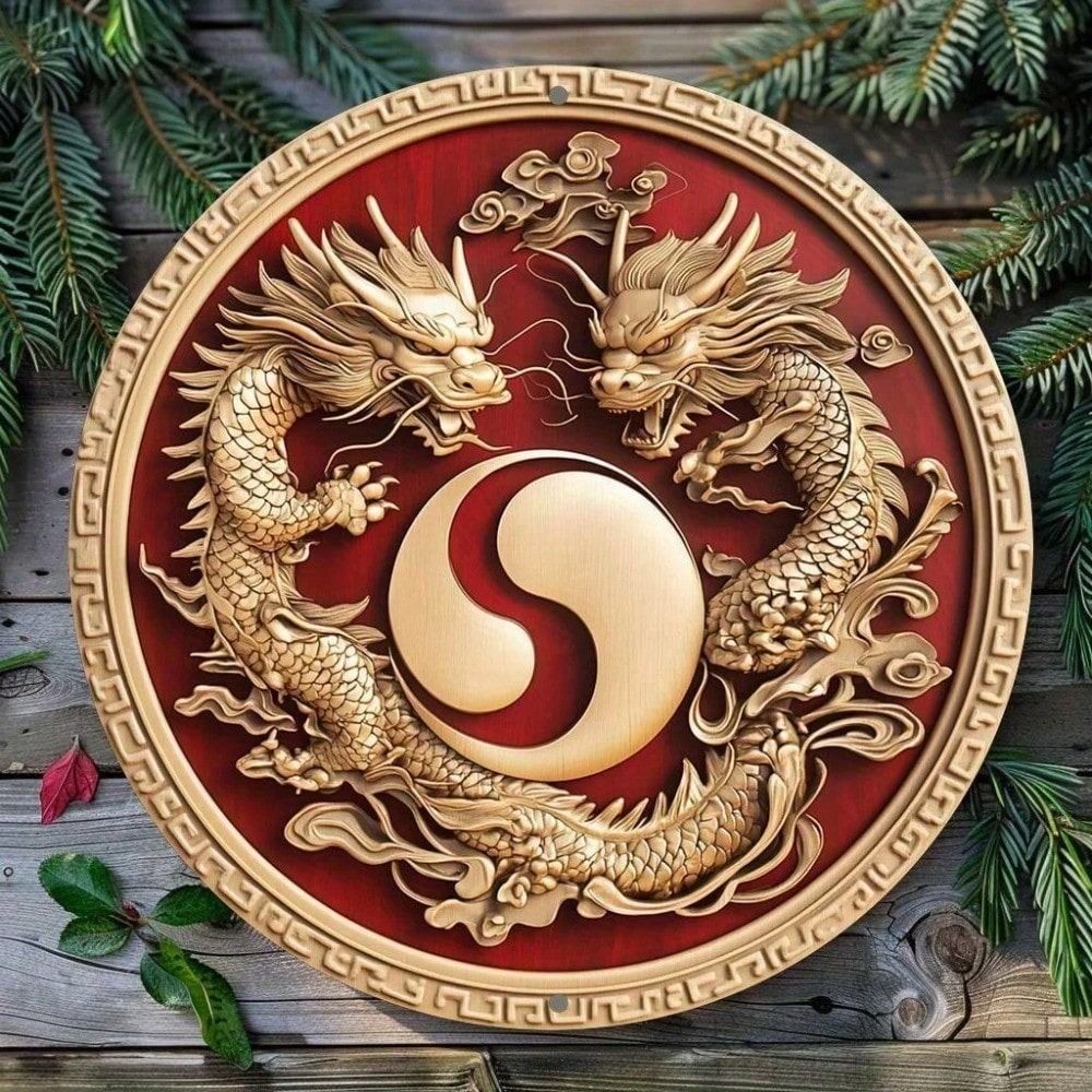 Metal Poster Dragon Retro 8x8 Inch Wall Art for Bar