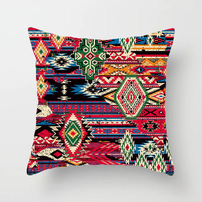 Ethnisch Stil Muster Quadrat Polyester Kissenbezug Sofa Wohnzimmer Dekorative Kissenhülle Schlafzimmer Nachttisch Kissenbezug
