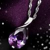 Women's Purple Zircon Teardrop Pendant Chain Choker Necklace Noble Jewelry Gift