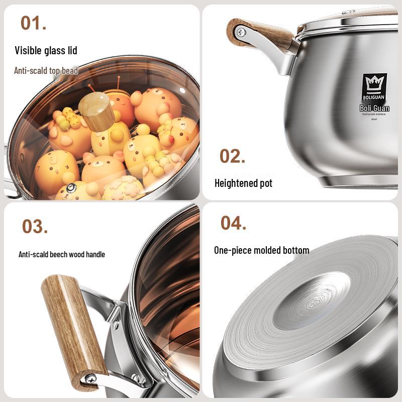 Large Capacity 2-Layer Stainless Steel Steamer Pot for Cooking and Stewing
