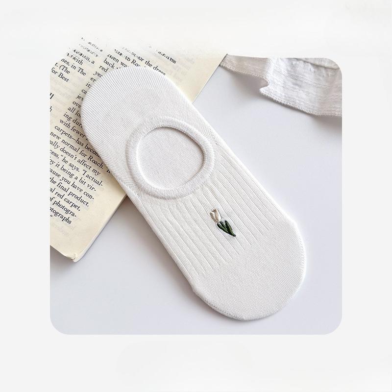 

Женские летние тонкие дышащие и впитывающие пот невидимые силиконовые носки с нескользящей пяткой 1 pair тюльпан