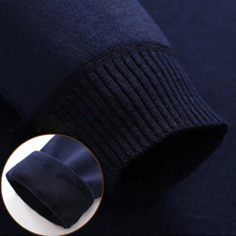 Winter Plus Velvet Sweater Round Neck Knit Sweater Plus Velvet Warm Pullover Sweater Suitable for Middle-aged and Elderly Dads
