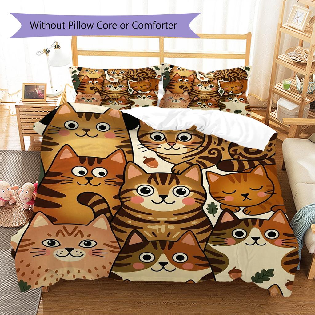 Civet cat Pattern Bedding Quilt Set Quilt Cover Pillowcase Home Decoration Birthday Gift (1 * duvet cover + 2 * pillowcase, without core)