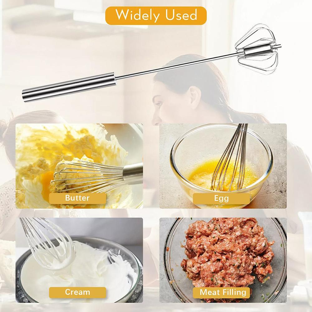 Egg Beater Semi Automatic Mixer Manual Self Turning Steel Easy Whisk Hand Blender Egg Cream Stirring Baking Cooking