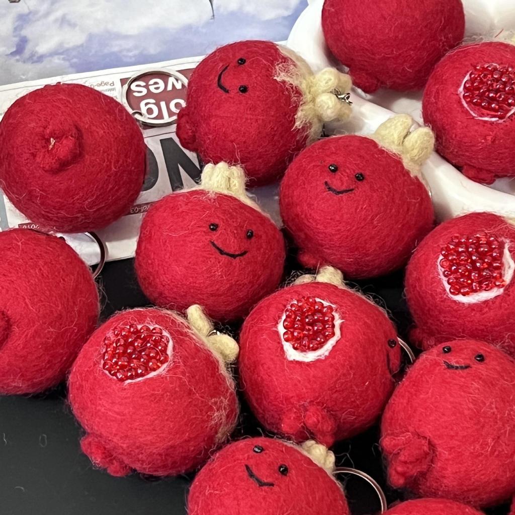 Handmade Pomegranate Wool Felt Bag Charm Keychain Ornament