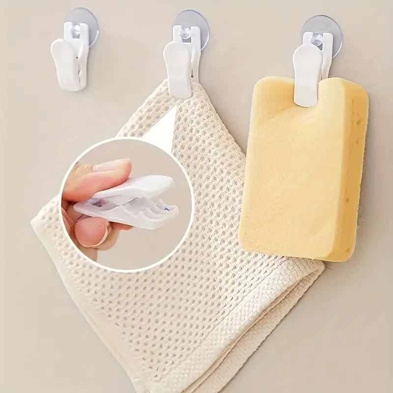 1/4PCS Multifunctional Bathroom Towel Storage Clip Kitchen Small Hook Rotating Household Suction Cup Punch-free Clip