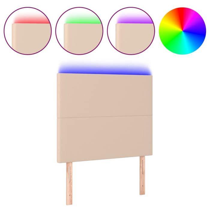 VidaXL Tête de Lit à LED Meuble de Chambre à Coucher Accessoire de Lit Simple Tête de Cadre de Lit Intérieur Cappuccino 3122227