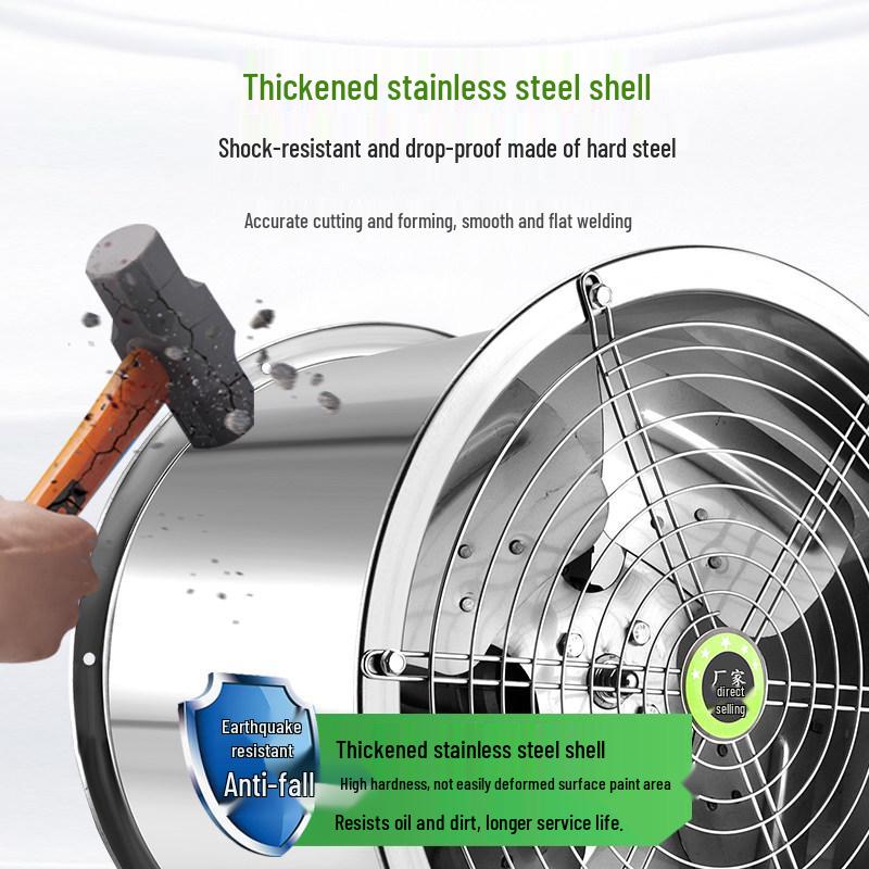 304 Stainless Steel High-Temp Resistant 220V/380V Waterproof Anti-Corrosion Industrial Axial Ventilation Fan