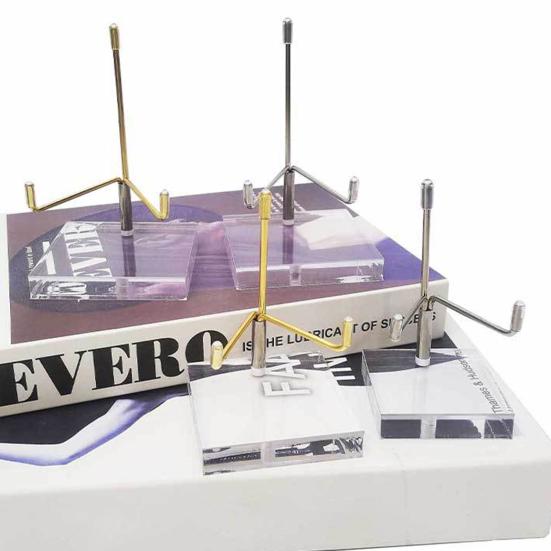 Display Stand Adjustable Metal Display Rack with Clear Acrylic Base for Collections Craft Plate Jewellery